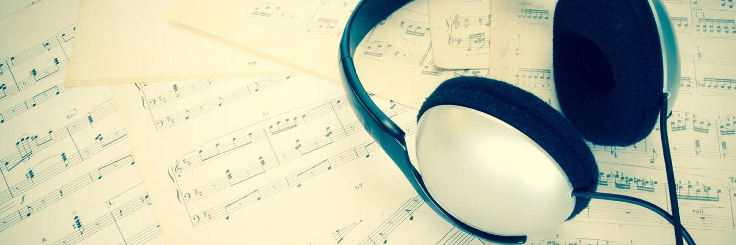 headphones and sheet music
