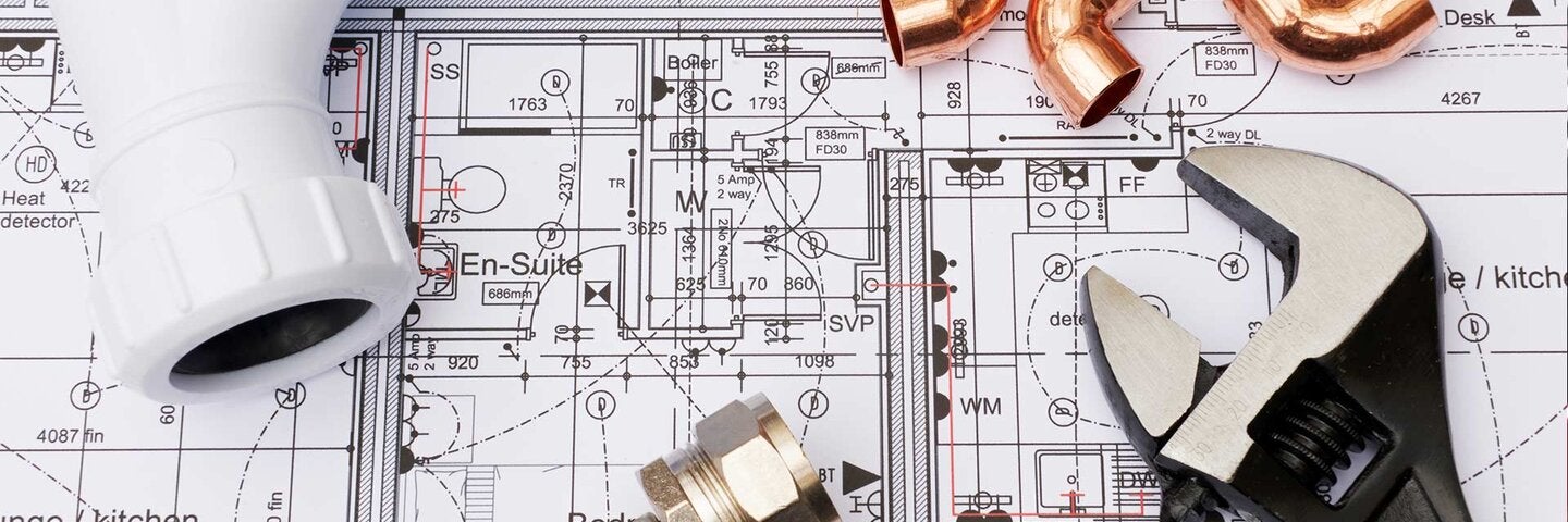 Plumbing Components Arranged On House Plans