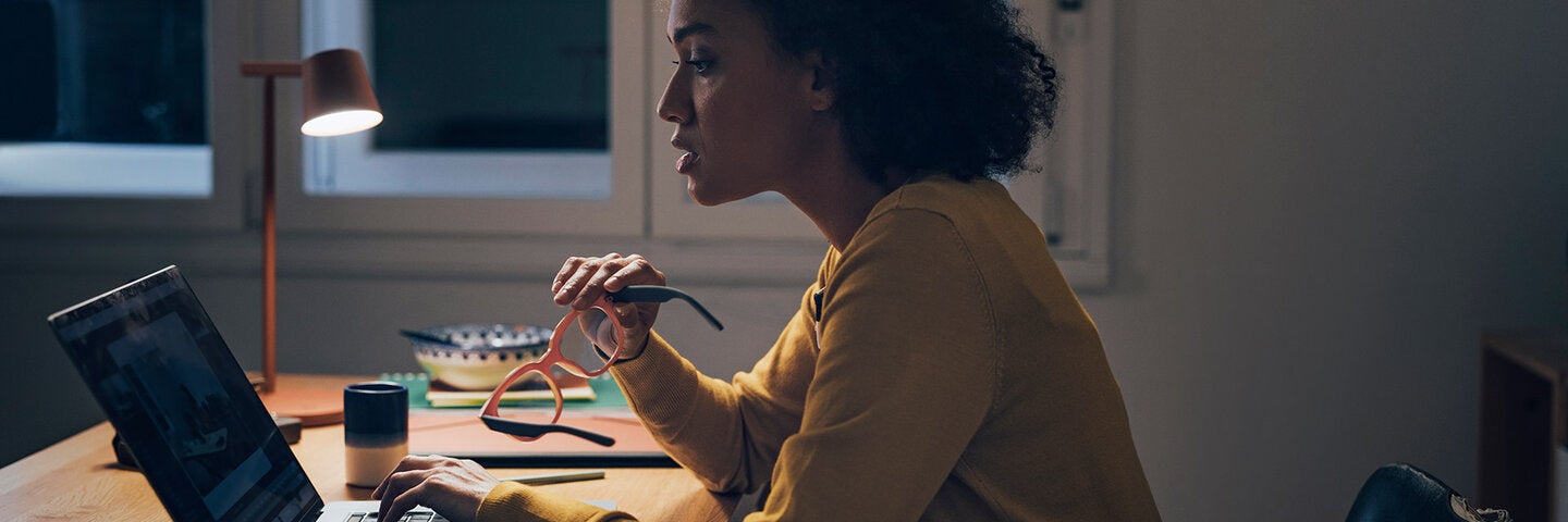woman working on her laptop