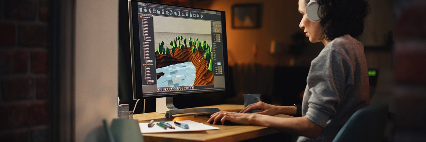 video game developer designing