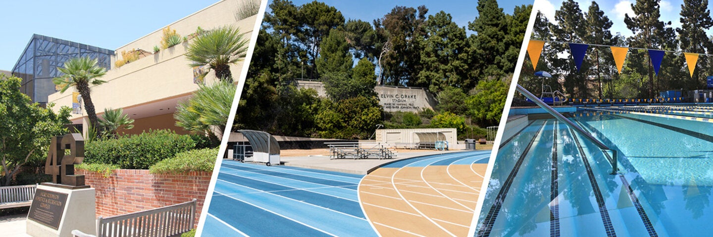 UCLA Recreation facilities: John Wood Center, Drake Stadium, Spieker Aquatics Center