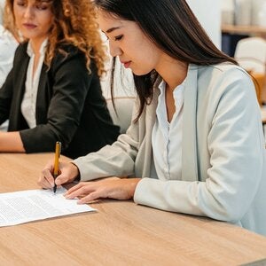 Adult taking a test.